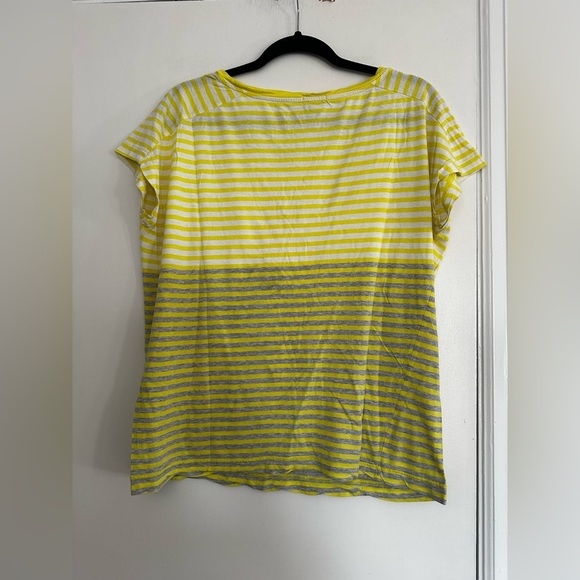 Women's Gap Cap Sleeve Medium Basic T Shirt Yellow White Grey Stripes. - Picture 2 of 10